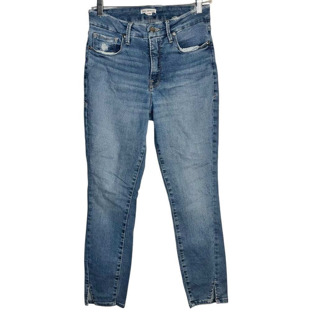 Good American Good Legs Distressed Skinny Jeans – Blue Wash, Size 6/28